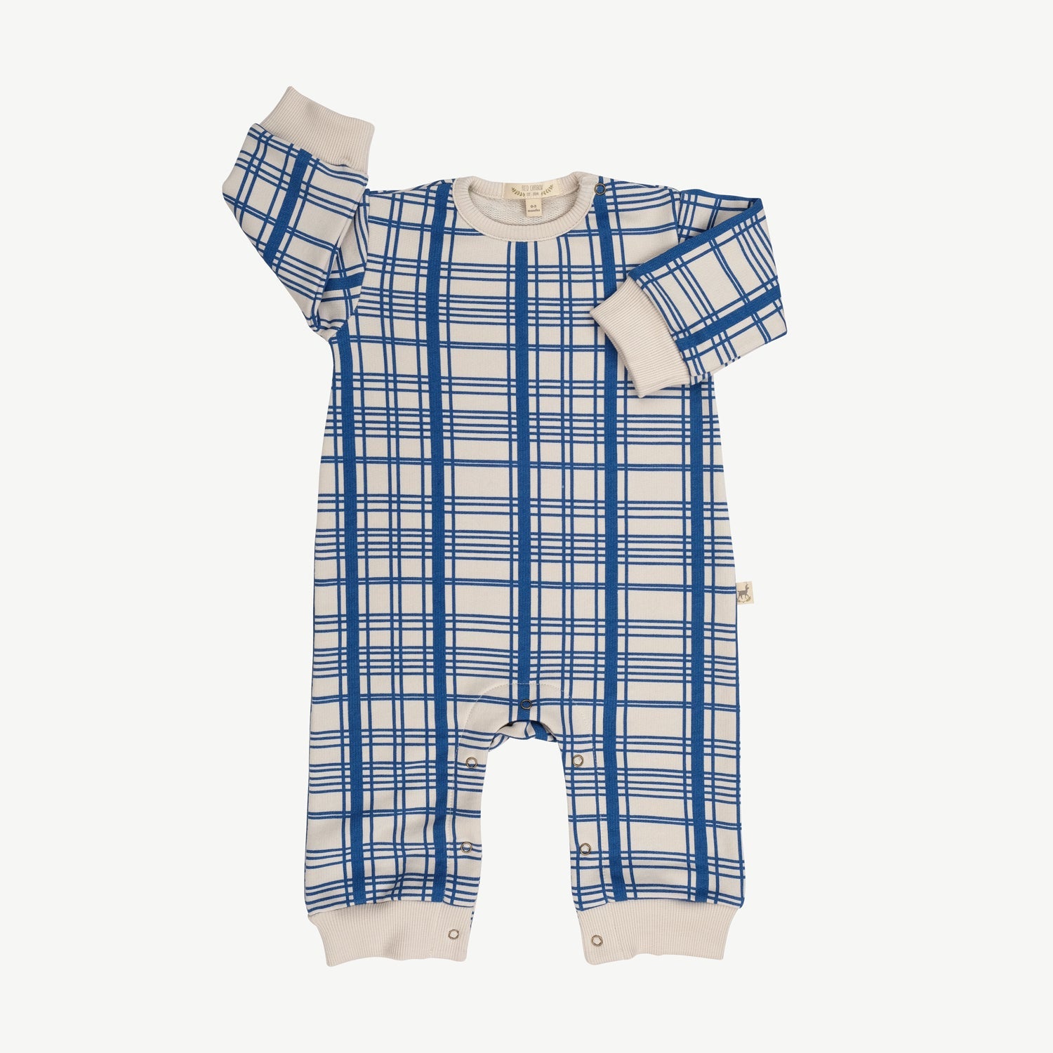 Enterizo de French Terry ‘Winter Checks Dark Blue’ (Cuadros) White Sand