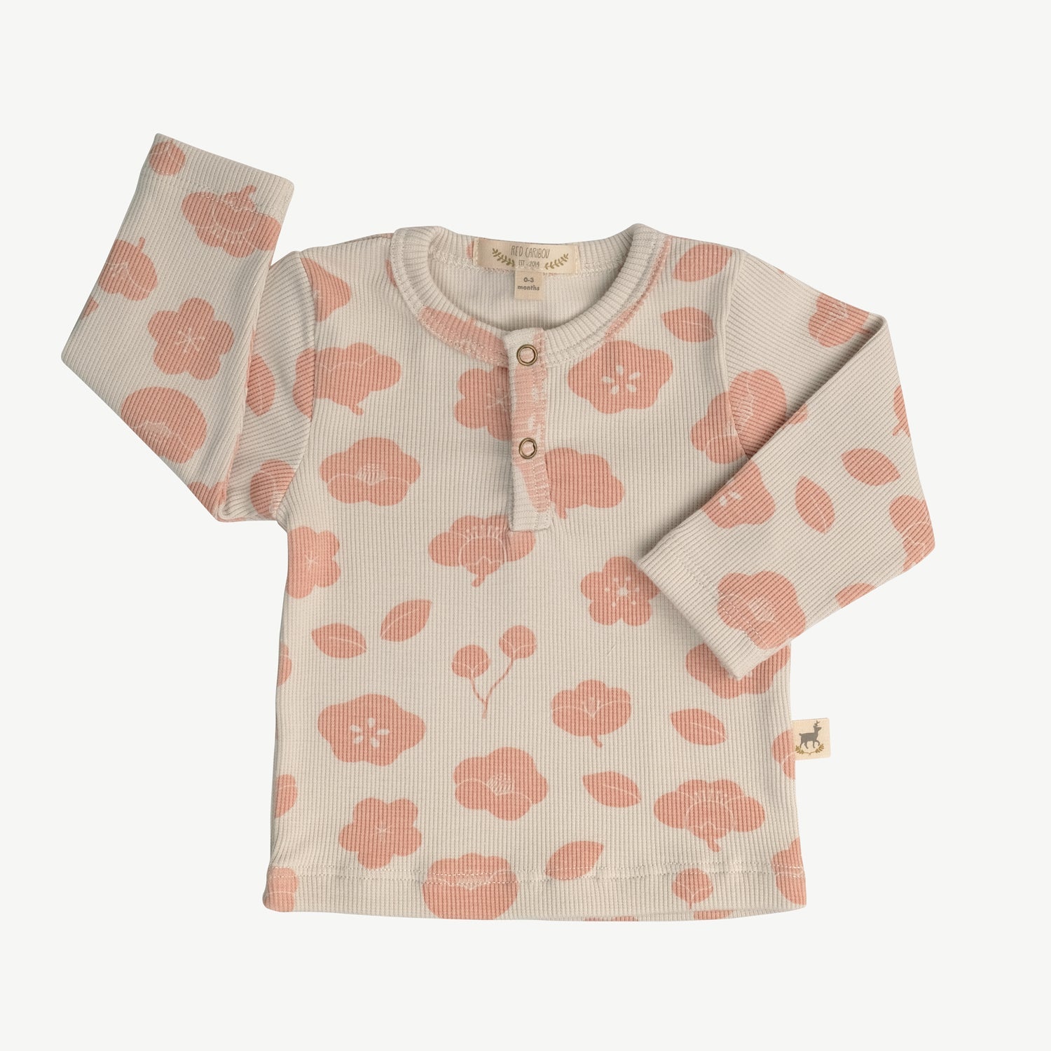 Polo Henley de Rib ‘Plums in Bloom' (Flores) White Sand