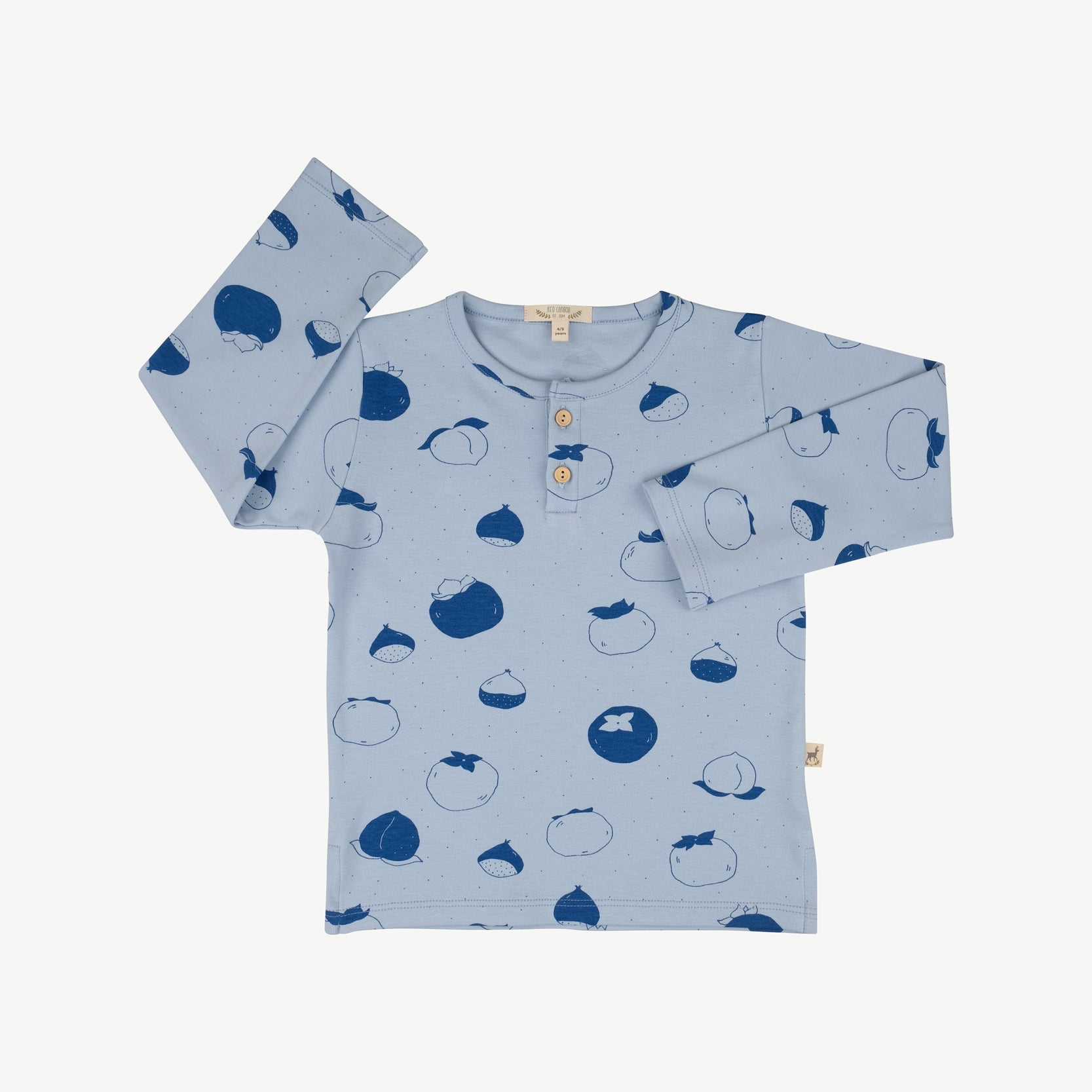 Polo Henley ‘Fruitful Patience' (Frutos) Celestial Blue
