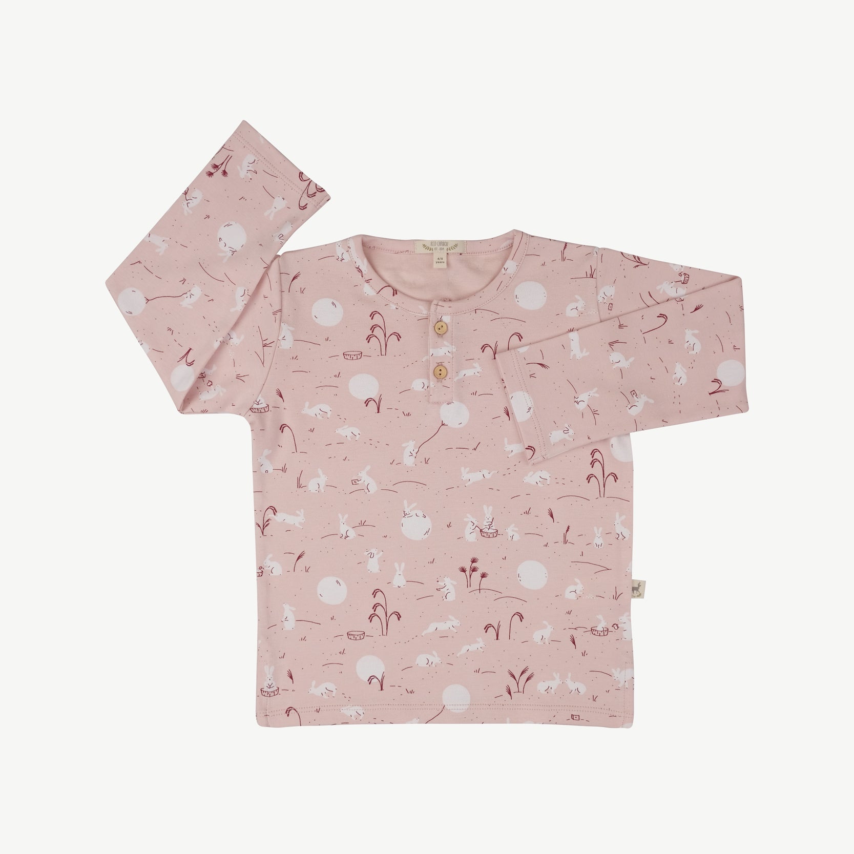 Polo Henley ‘Moonlit Usagi’ (Conejos) Peach Whip