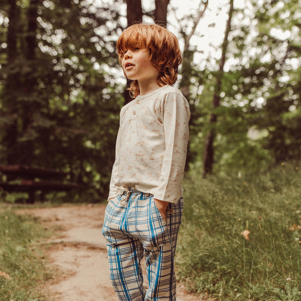 Joggers ‘Winter Checks Dark Blue’ (Cuadros) White Sand