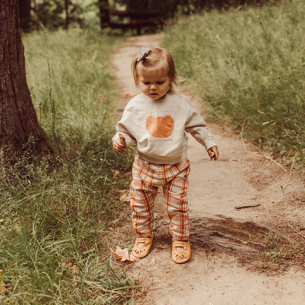 Joggers ‘Winter Checks Orange’ (Cuadros) White Sand