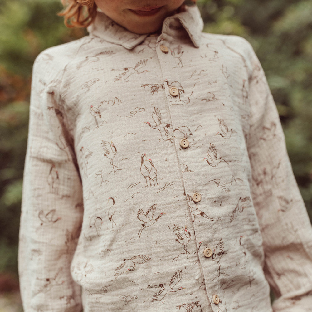 Camisa ‘Tsuru Ballet' (Grullas) Light Tan