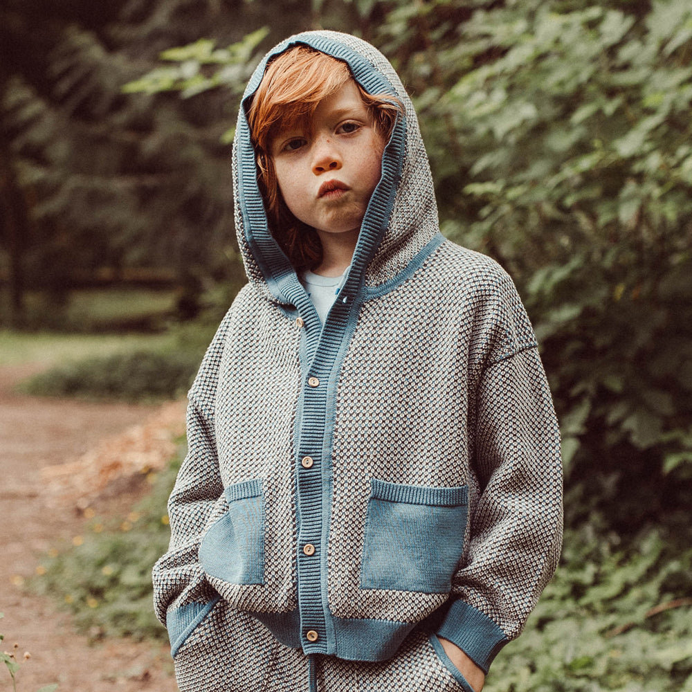 Cardigan Tejido con Capucha ‘Multi' Blue Mirage