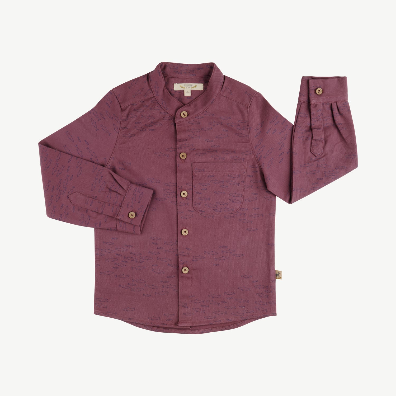 'schooling fish' plum wine shirt