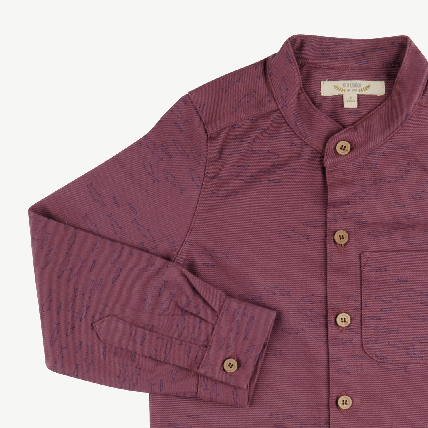 'schooling fish' plum wine shirt