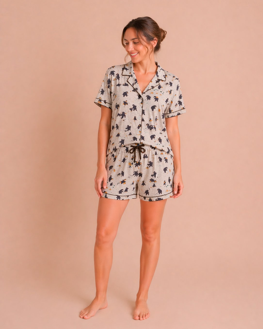 Pijama Camisero Corto - Bear Land - Lunar Rock