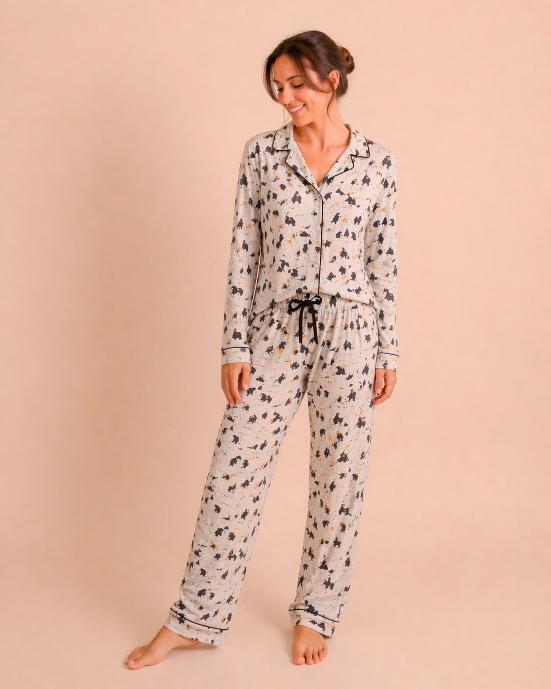 Pijama Camisero Largo - Bear Land - Lunar Rock