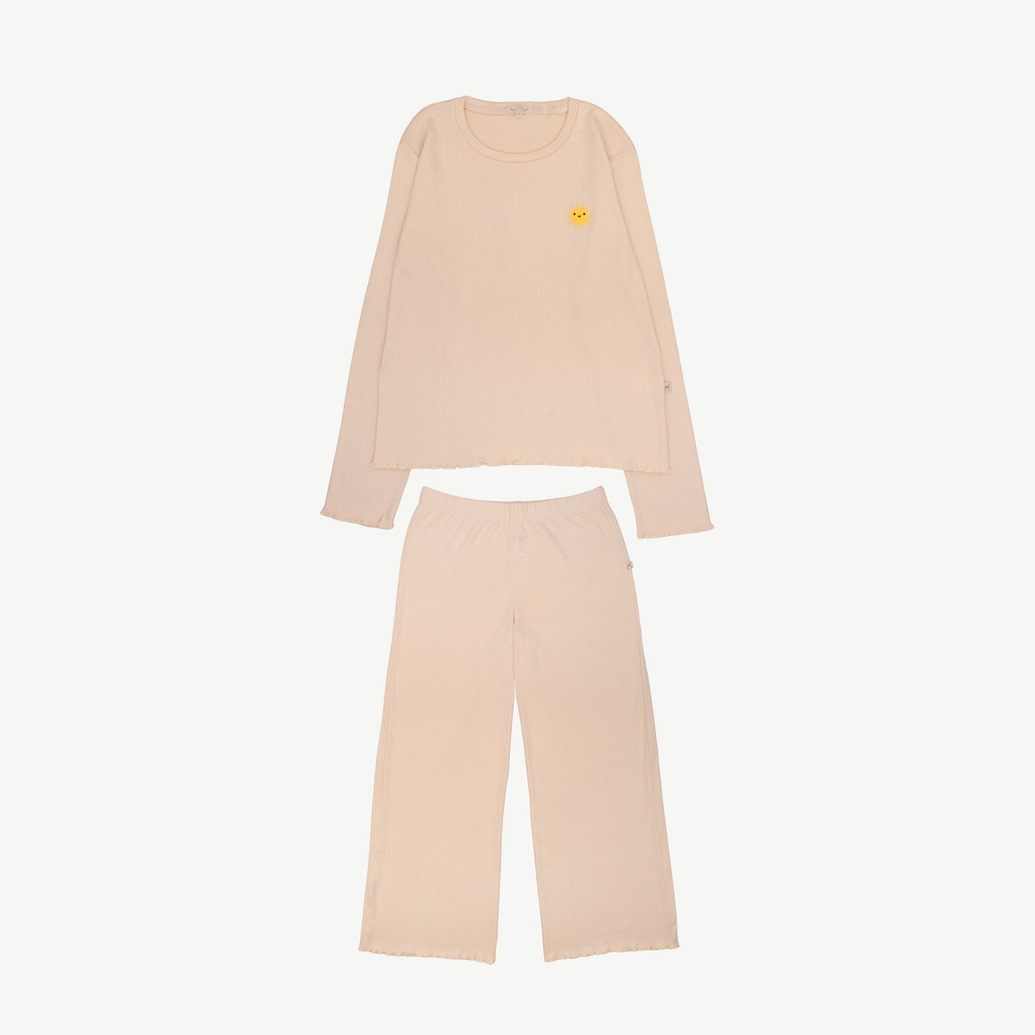 Pijama Pointelle Manga Larga - Sol - Pink Tint