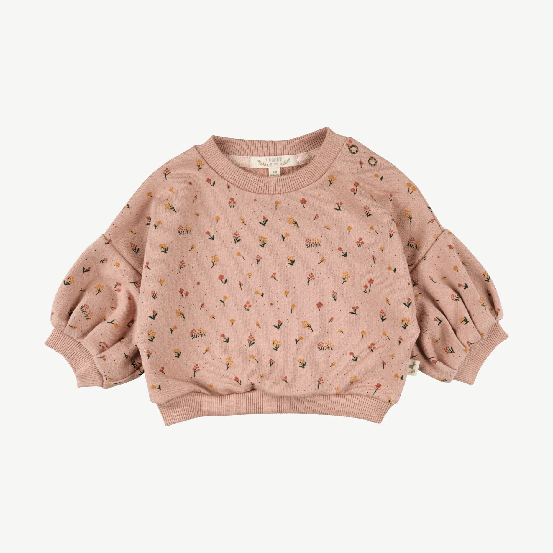 Polera con Mangas Globo de Bebé  Rosa Caoba - Flores Silvestres