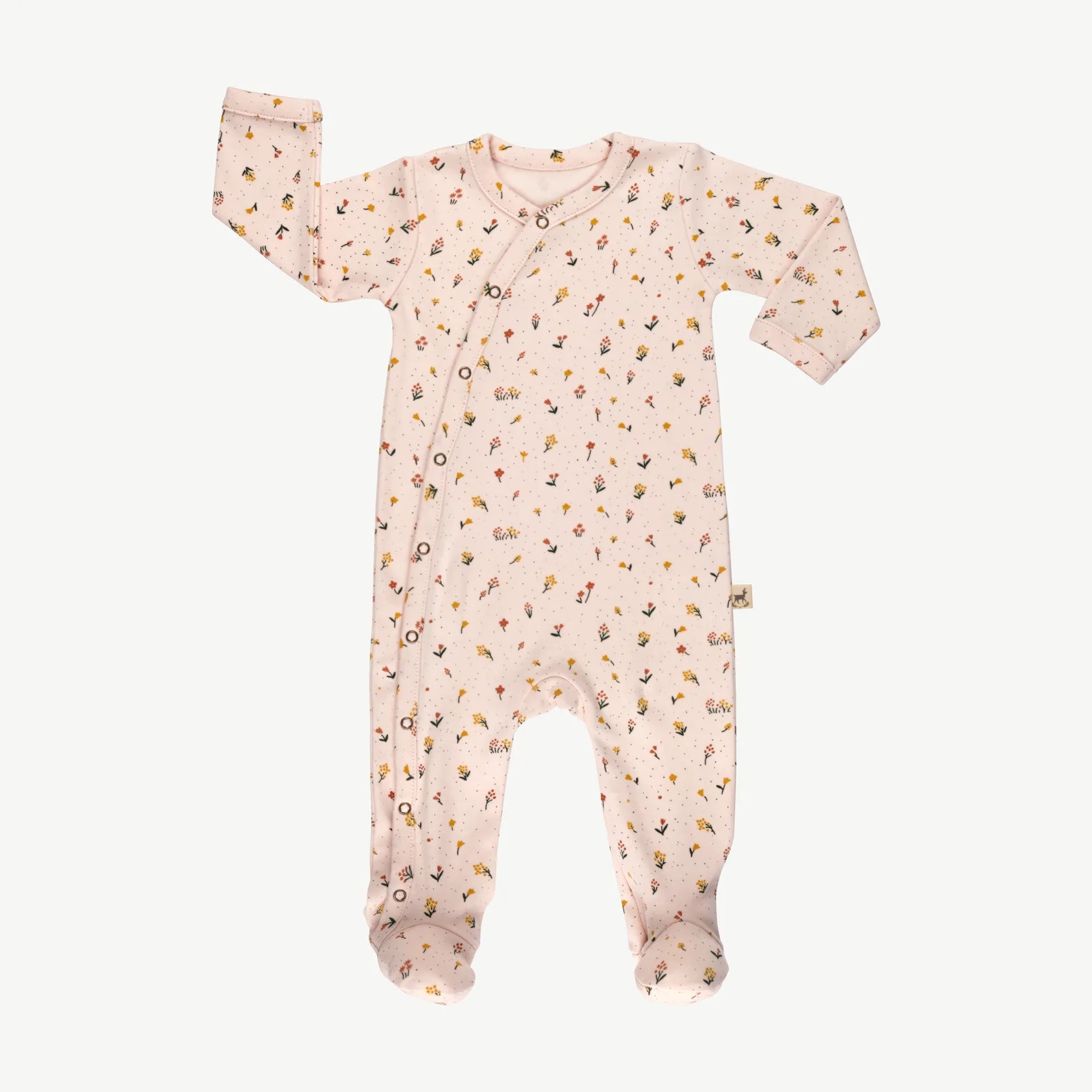 Pijama de una Pieza de Bebé Rosa Pálido - Flores Silvestres