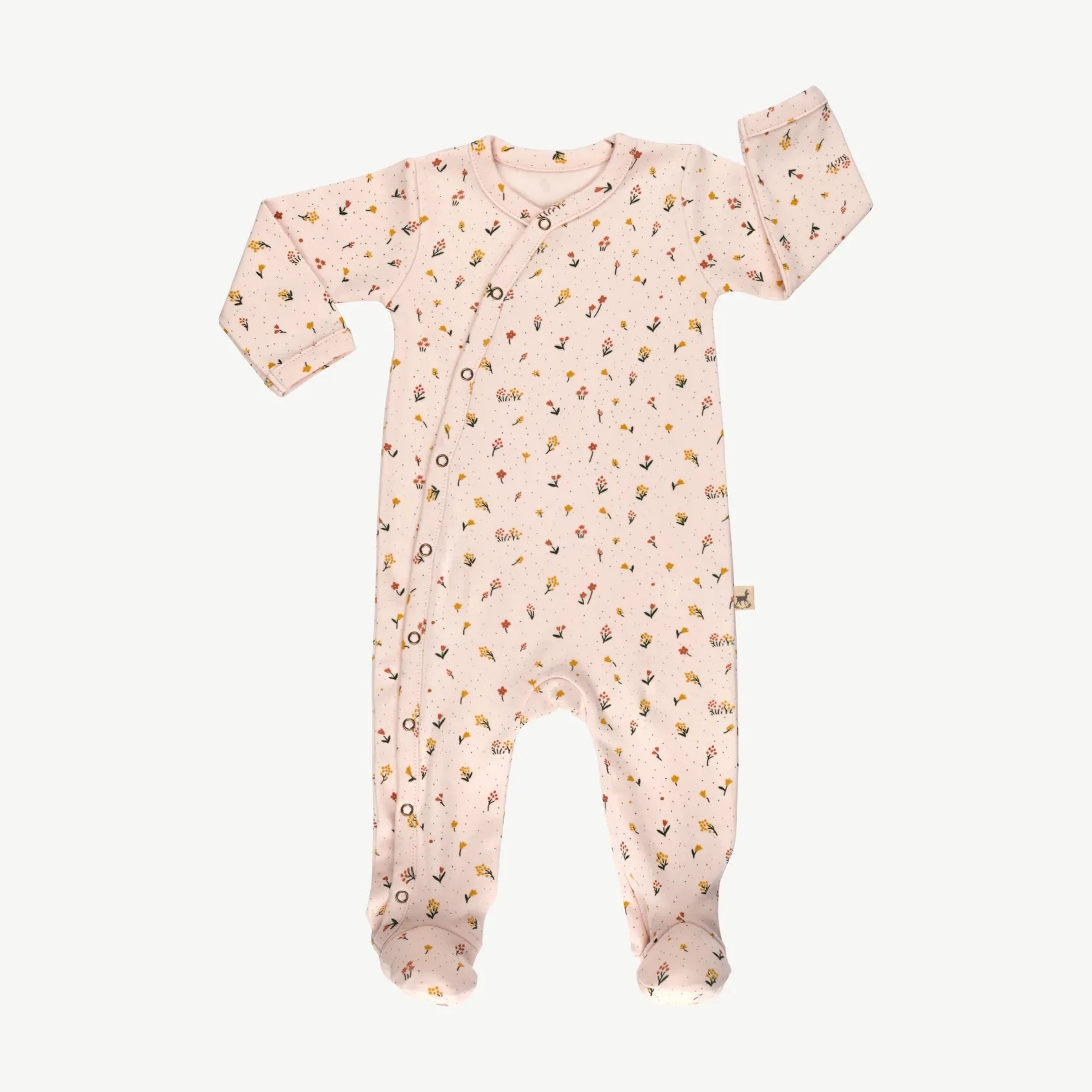 Pijama de una Pieza de Bebé Rosa Pálido - Flores Silvestres