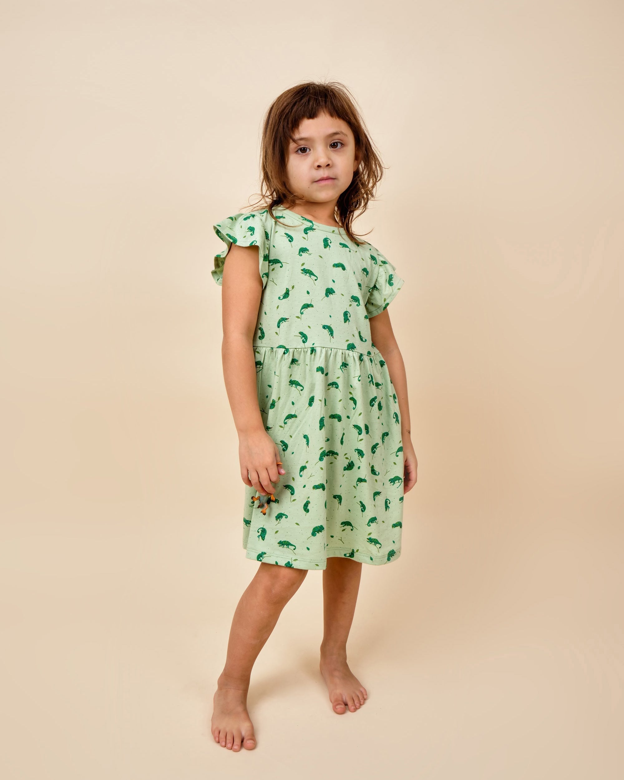 Vestido Mangas con Volante - Camaleones - Verde Claro