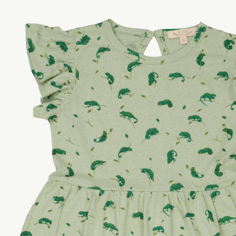 Vestido Mangas con Volante - Camaleones - Verde Claro