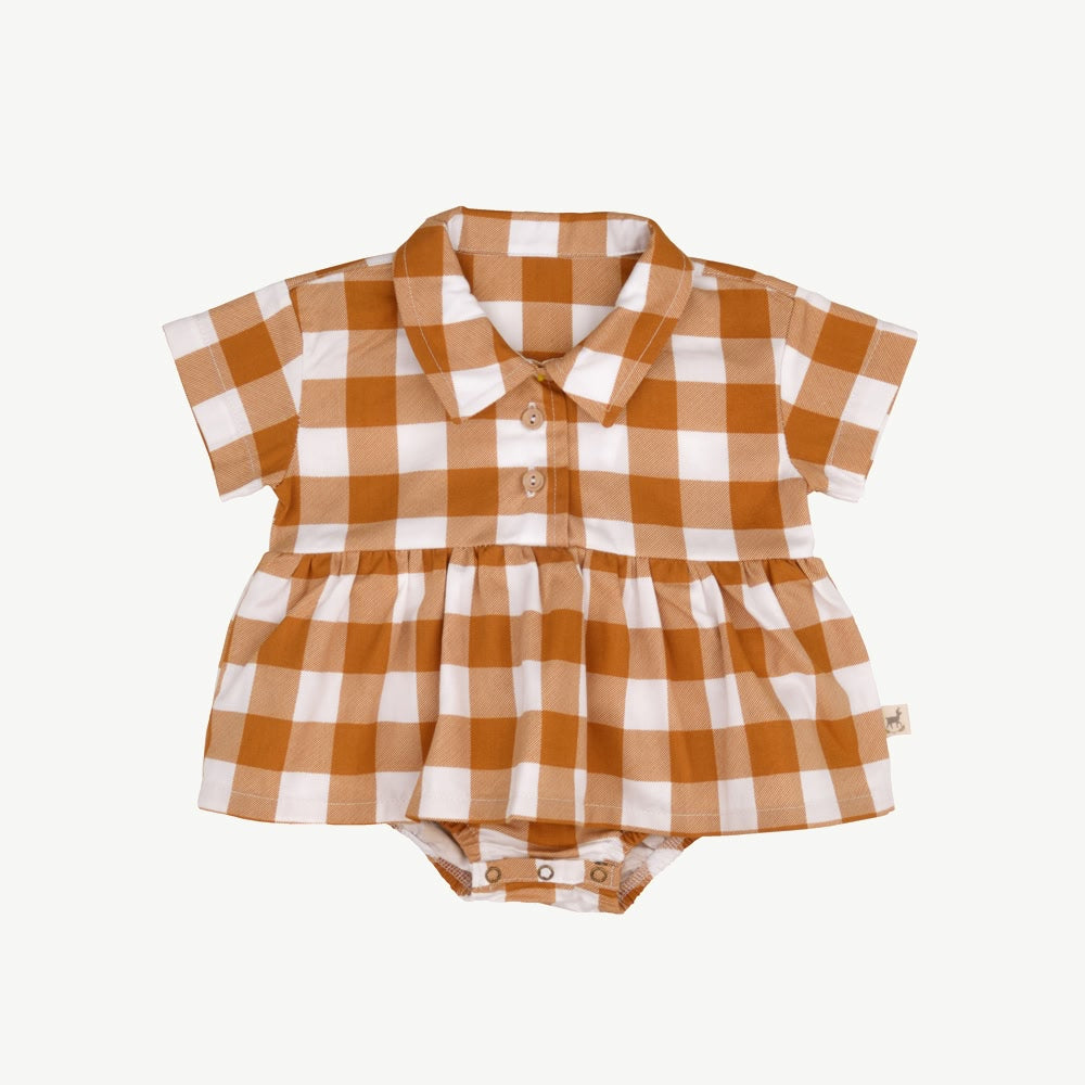 Body Vestido Camisero - Cuadros Vichy - Mostaza