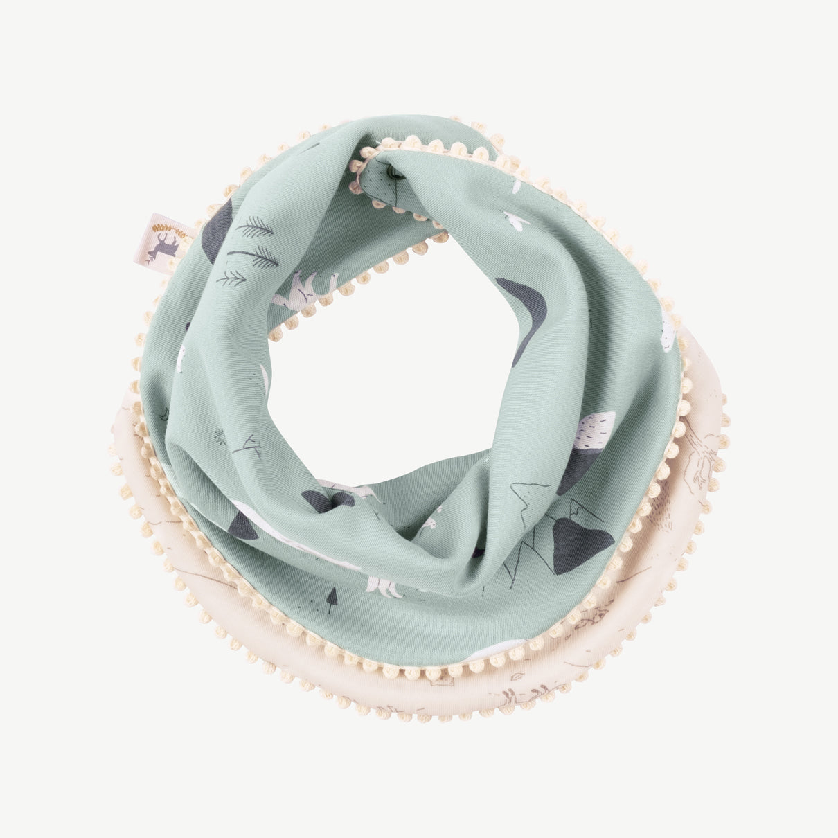 Bandana reversible 'guardian wolves' gray mist