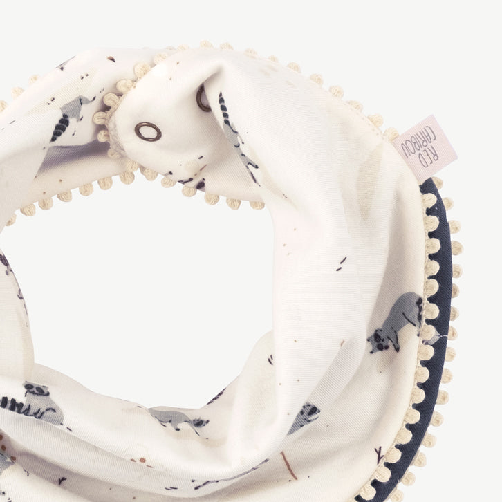 Bandana reversible 'frolicsome raccoons' sea salt
