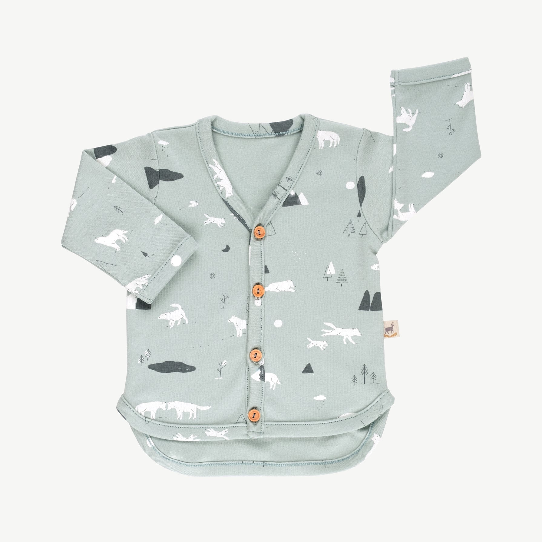 Cardigan 'guardian wolves' gray mist