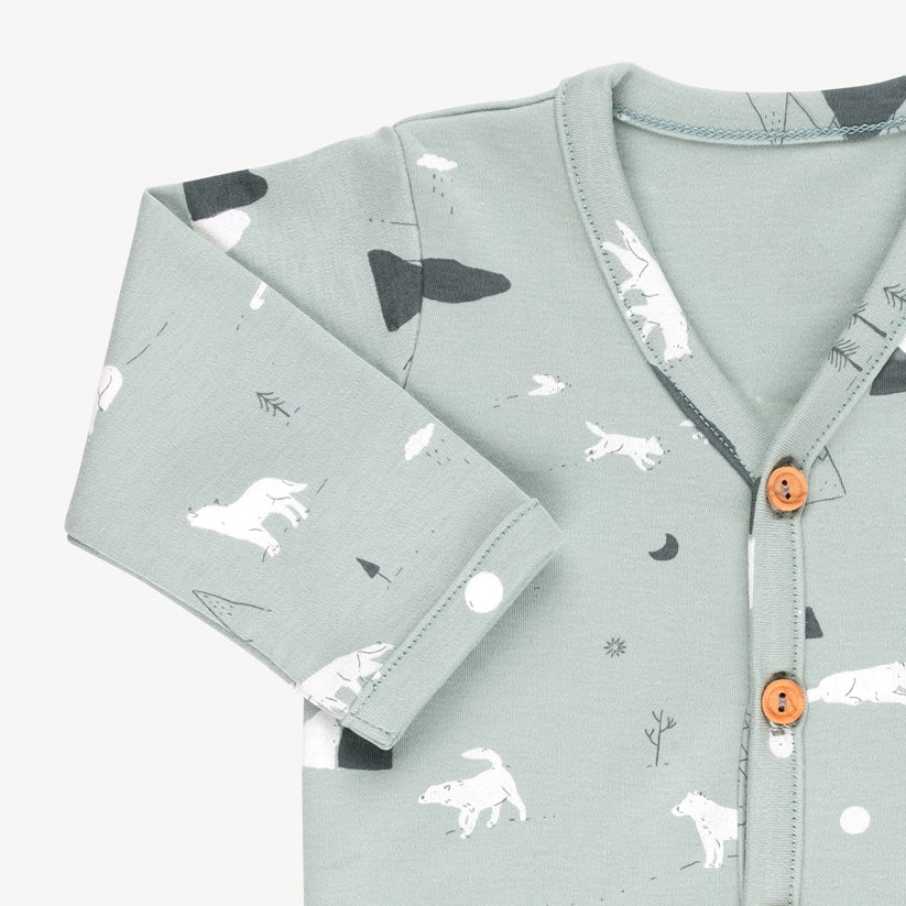 Cardigan 'guardian wolves' gray mist