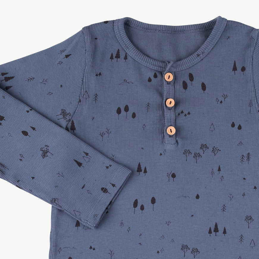 Polo henley 'the woods' blue mirage