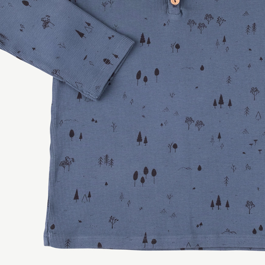 Polo henley 'the woods' blue mirage