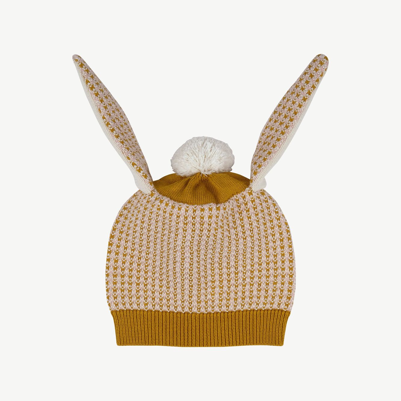 Gorrito de Conejo Tejido de Bebé ‘Multi' Mustard