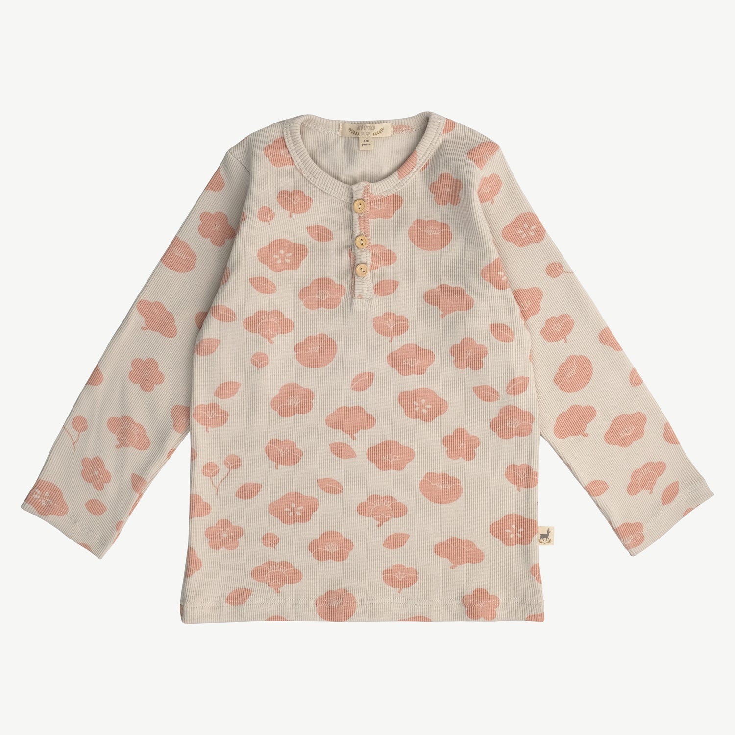 Polo Henley de Rib ‘Plums in Bloom' (Flores) White Sand