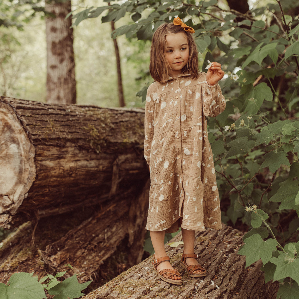 Vestido de Muselina ‘Moonlit Usagi’ (Conejos) Café Cream