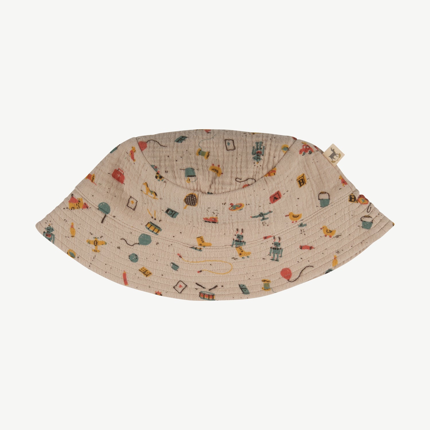 Gorro de muselina 'bygone toys' white sand