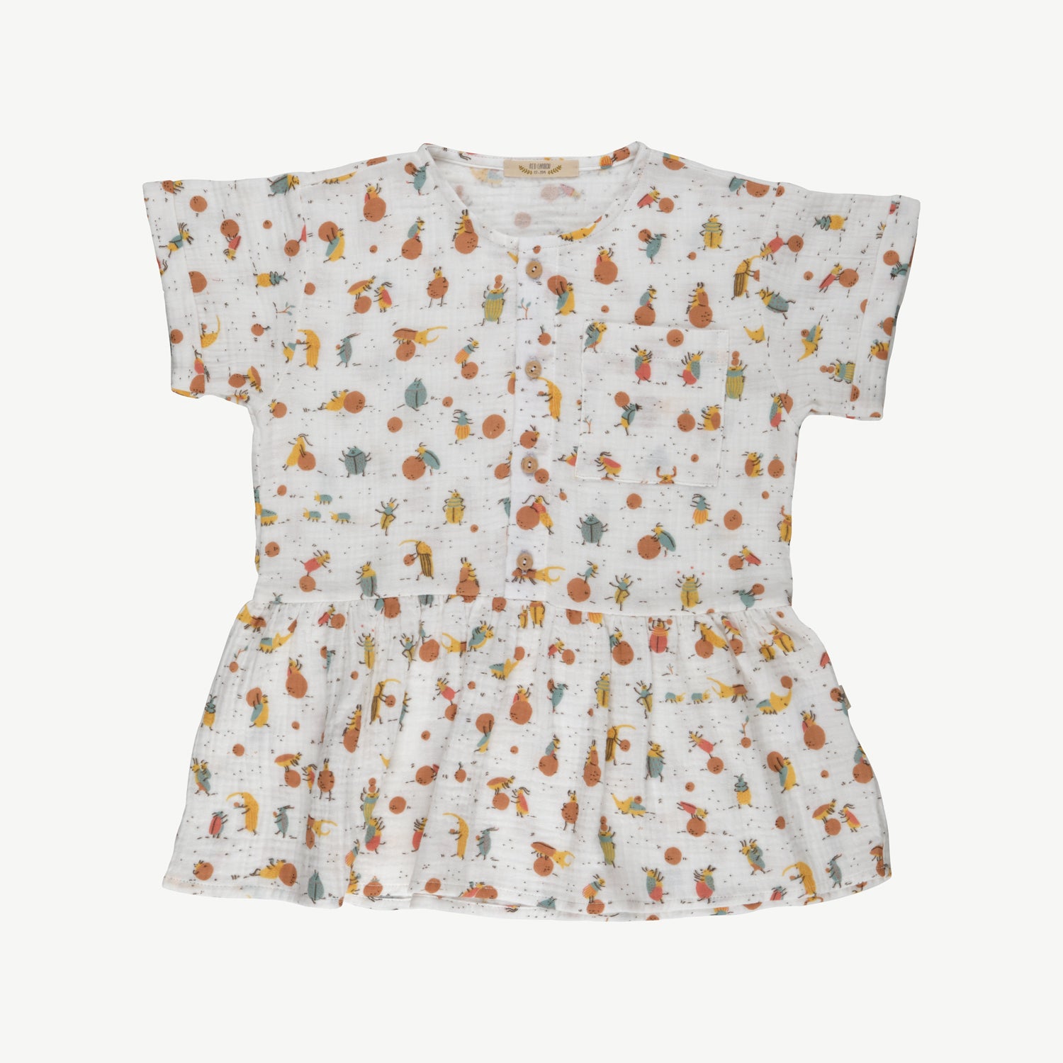 Blusa 'juggling beetles' ivory